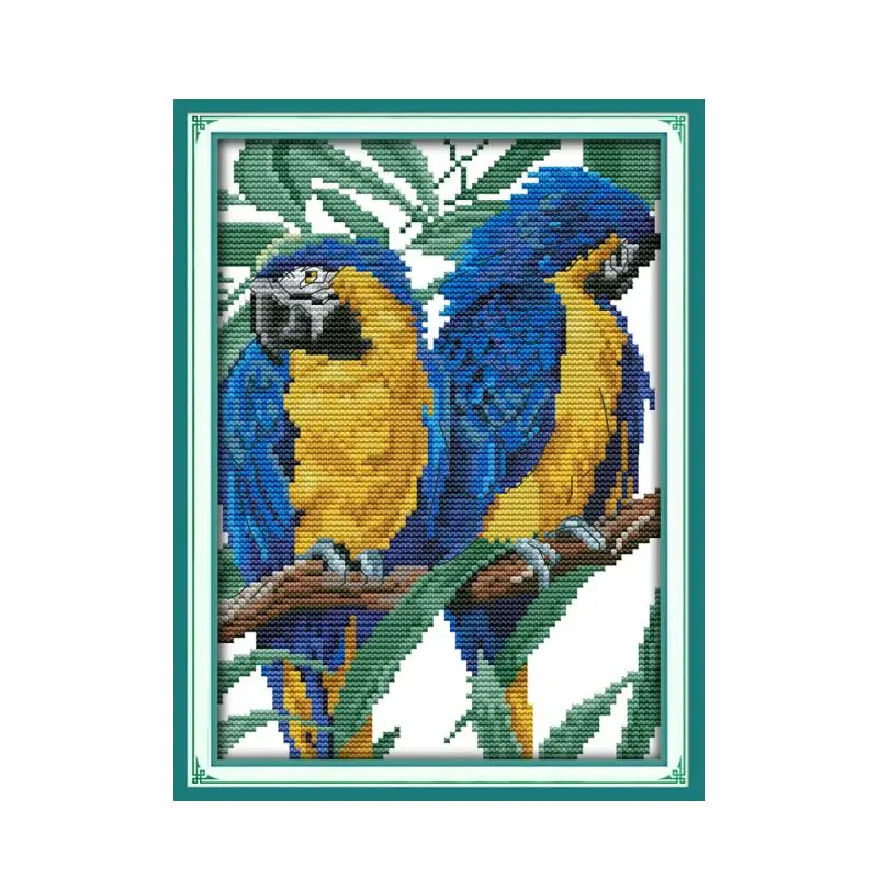 Blue-headed Parrot cross stitch kit cartoon 11ct count canvas stitches embroidery DIY handmade needlework plus