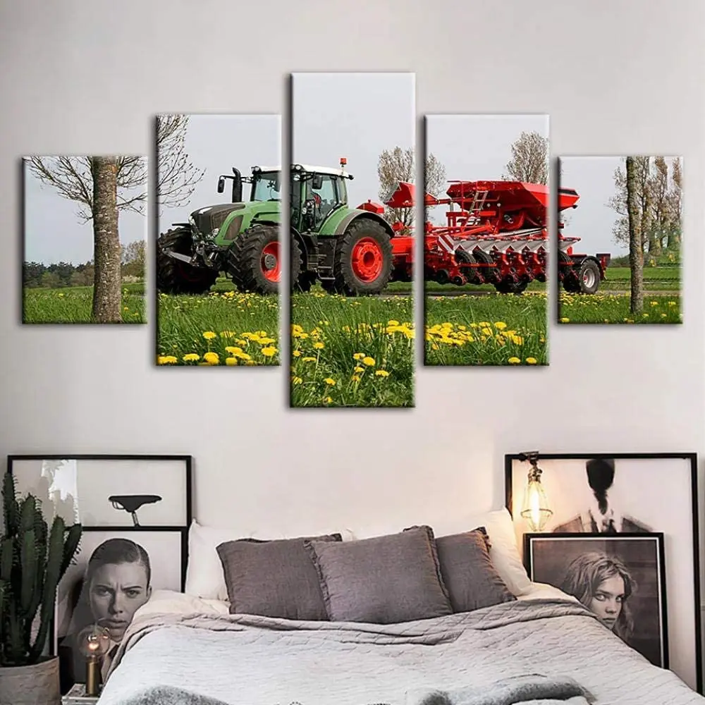 

No Framed Canvas 5Pcs Tractor Farm Wall Art Paintings No Yaiba Wall Art Posters Pictures Home Decor Paintings Decorations