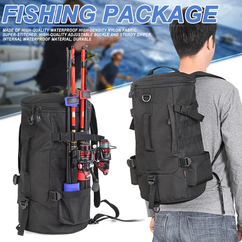 2023 New 23L Multifunctional Waterproof Fishing Backpack Outdoor Sport Travel Reel Rod Storage Bag Camping Climbing Bag For Men