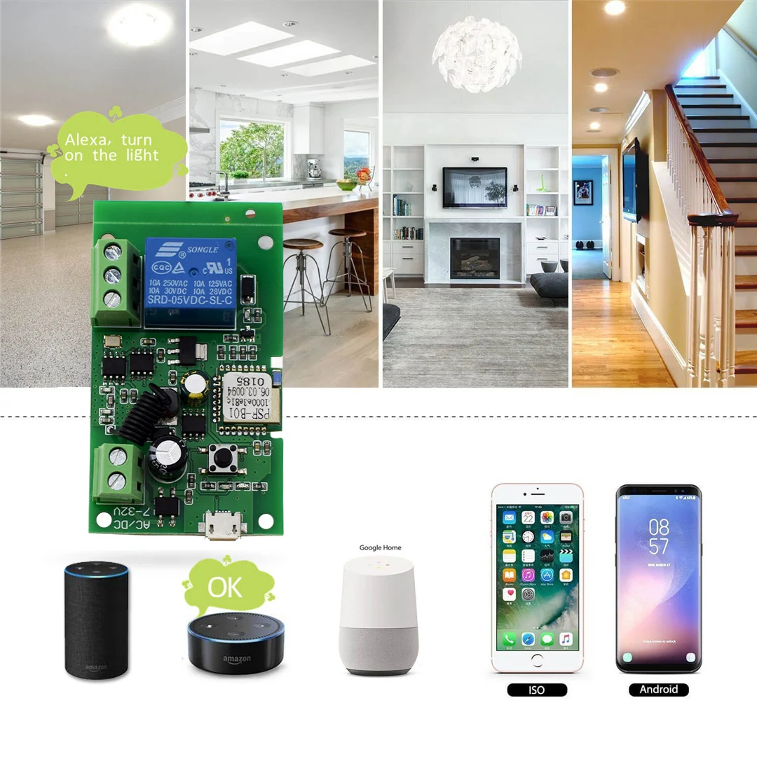 433 Mhz & eWeLink Wifi Wireless Remote Control Switch 12V 24V Relay Receiver Module and RF Transmitter Electronic Lock Control