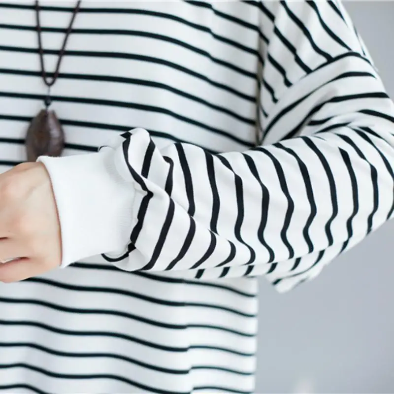 Sudadera a rayas de gran tamaño para Mujer, Jersey holgado de algodón Kpop, ropa de calle de gran tamaño, primavera 2023