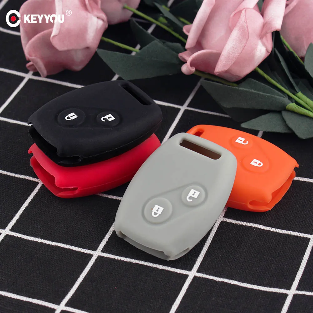 KEYYOU Sport Style Silicon 2 Buttons Key Case Covers Shell For Honda CR-V Civic Fit Freed StepWGN Key