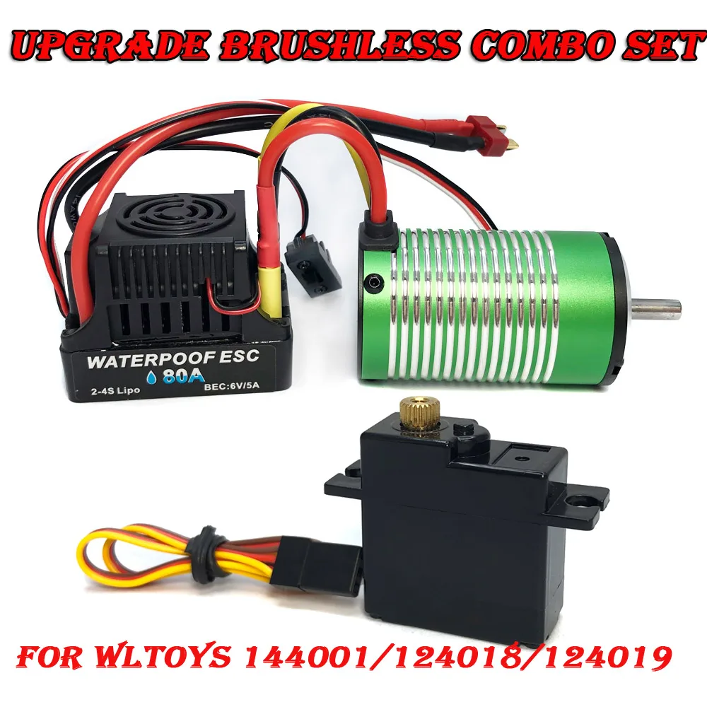 Wltoys 144001 124018 124019 Upgrade Brushless Motor ESC Metal Servo 1/14 1/12 RC Parts Buggy 4WD RC Off-road Car