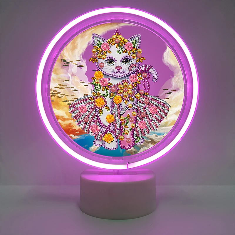 HOMFUN lampada a LED diamante pittura fai da te 5D ricamo fatto a mano luci colorate strass Halloween decorazioni per la casa regalo di natale