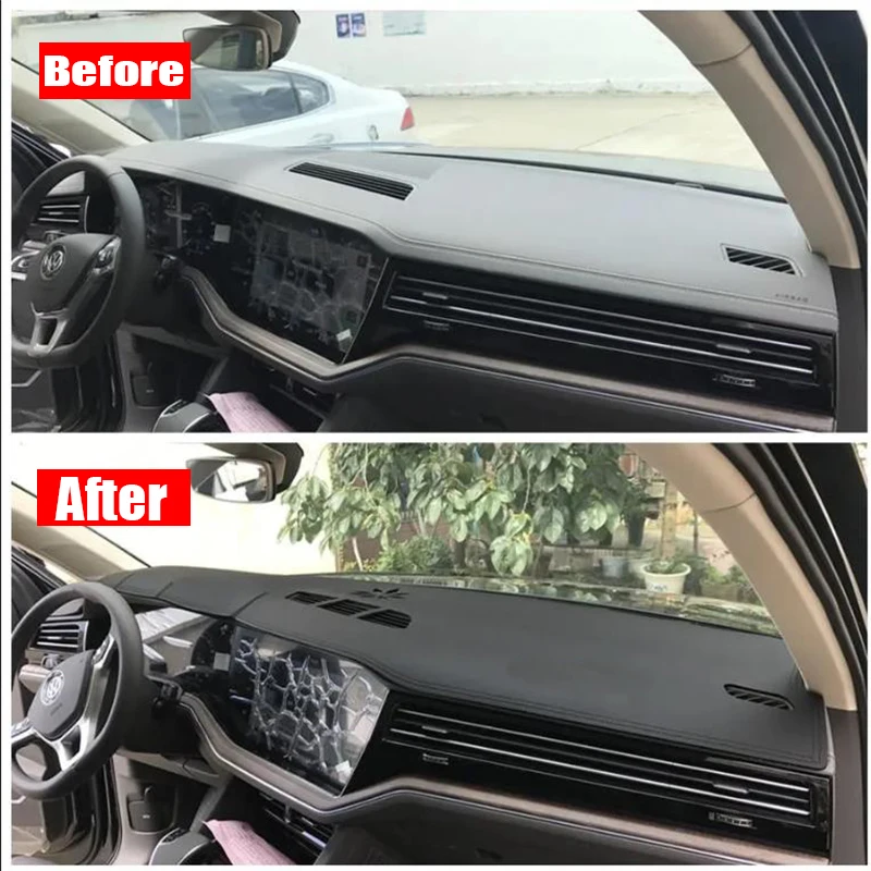 For Volkswagen VW Touareg 2019 2020 2021 Dashboard Console Cover PU Leather Suede Protector Sunshield Pad