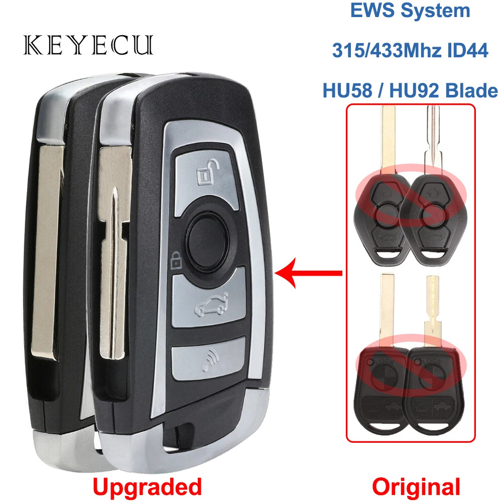 LX8 FZV EWS Modified Flip Remote Key 315MHz/433MHz PCF7935AA ID44 Chip for BMW E38 E39 E46 M5 X3 X5 Z3 Z4 HU58 / HU92 Blade