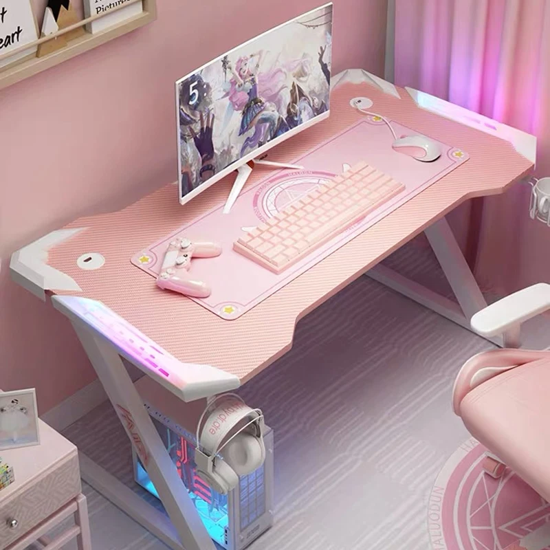 

Pink gaming table desktop computer desk home live broadcast anchor girl game table student dormitory senior computer desk