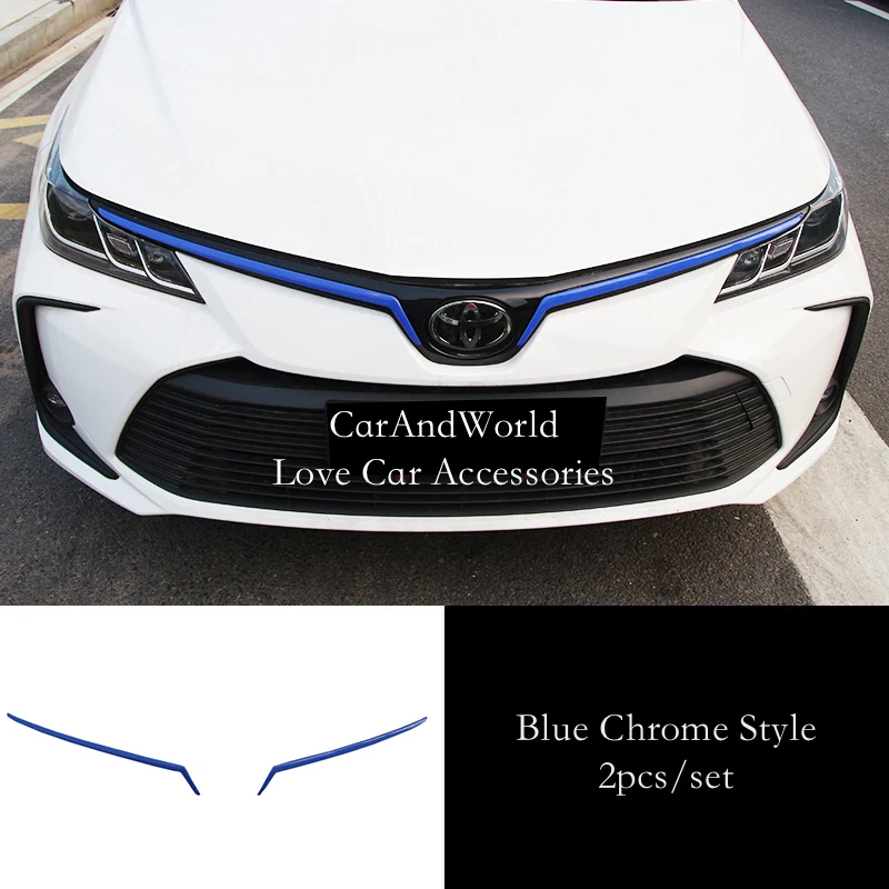 For Toyota Corolla E210 2019-2024 Front Grille Guard Strips Center Net Three Color Frame Trims Cover Car Decorate Accessories