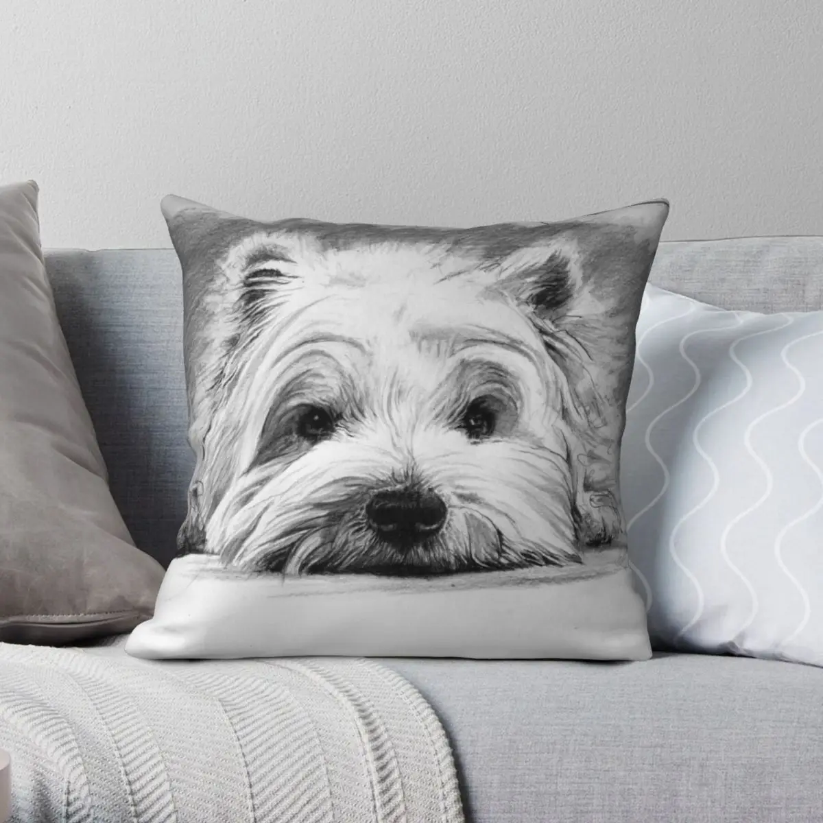 West Highland White Terrier Square Pillowcase Polyester Linen Velvet Pattern Zip Decor Pillow Case Sofa Seater Cushion Cover