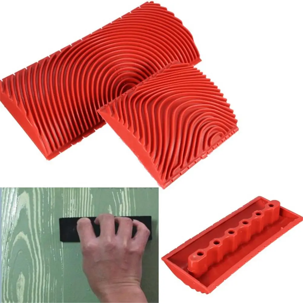 2Pcs/set Rubber Roller Brush Imitation Wood Graining Wall Painting Home Decoration Art Embossing DIY Brushing Painting Tools