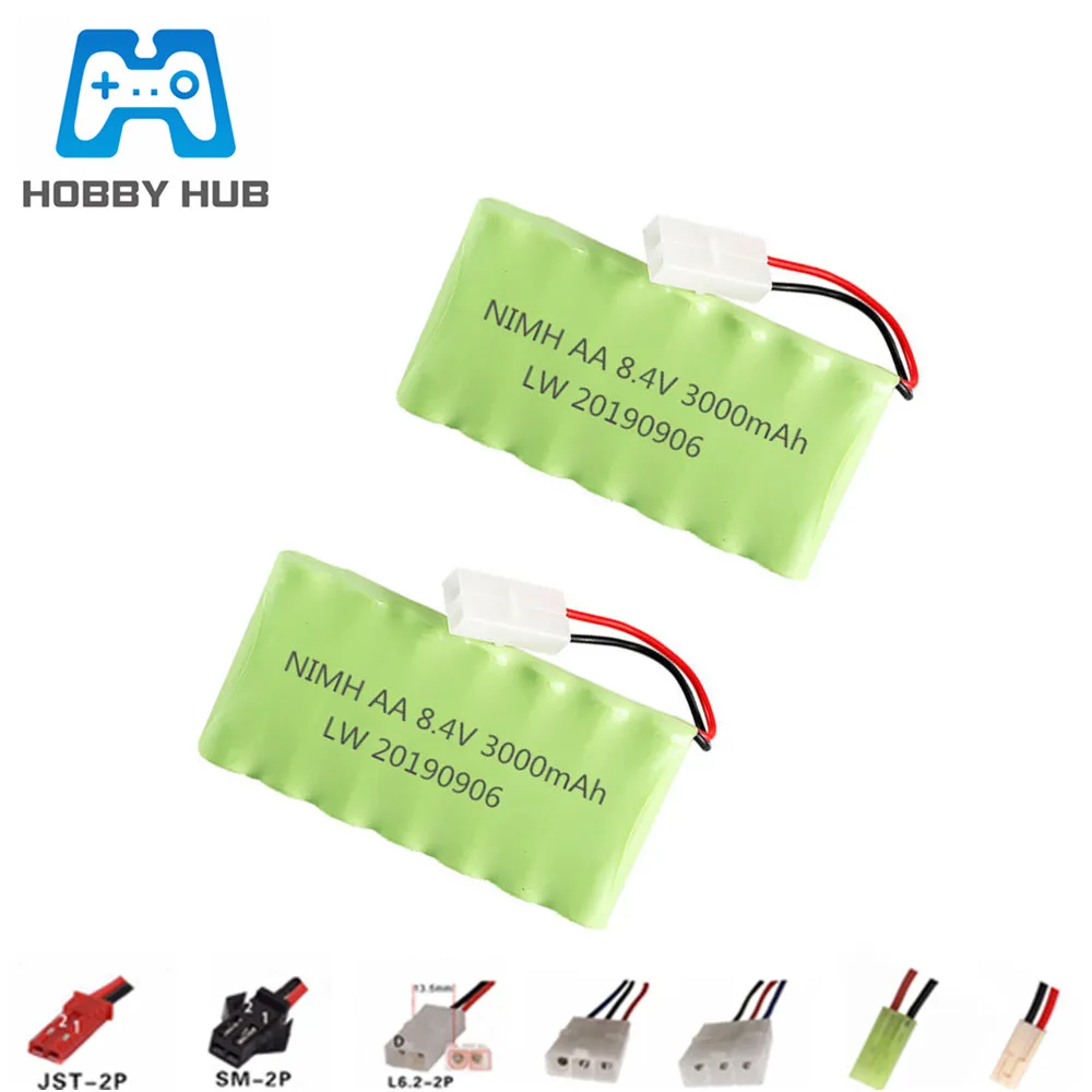 Batería recargable de 8,4 v, 3000mah, NiMH, para juguetes Rc, coches, tanques, tren, Robots, pistola, barco, Ni-MH, AA, 2400mah, 8,4 v, 1 a 10 Uds.