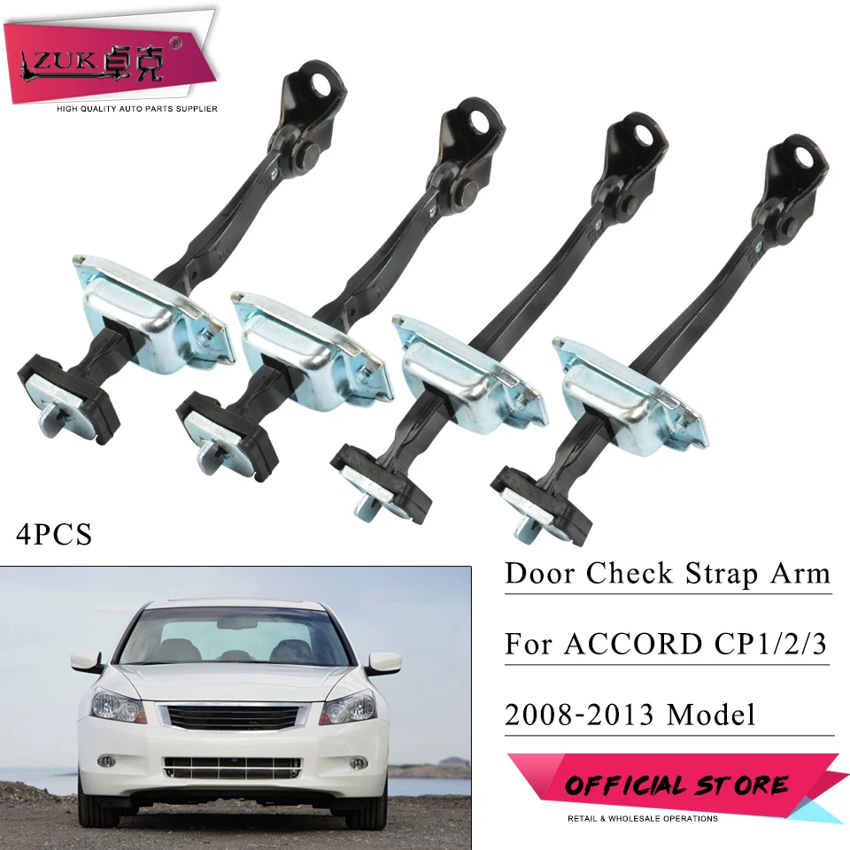 ZUK 4PCS Car Door Stopper For HONDA ACCORD 2008 2009 2010 2011 2012 2013 CP1 CP2 CP3 Limiting Check Strap Arm Checker Limiter