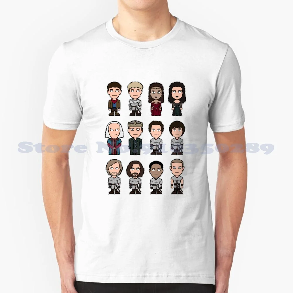 Team Merlin 100% Cotton T-Shirt Merlin King Arthur Colin Morgan Bradley James King Uther Pendragon Anthony Stewart Head Morgana