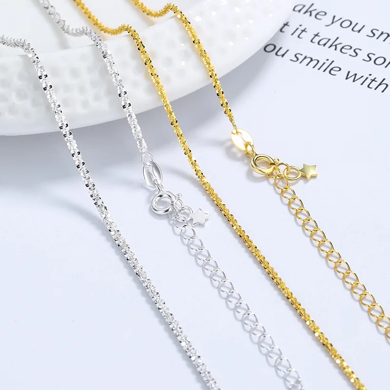 

Genuine Fashion S925 Sterling Silver Necklace 1.5MM Cauliflower Chain Gypsophila Necklace 18K Gold Chain Jewelry Gift