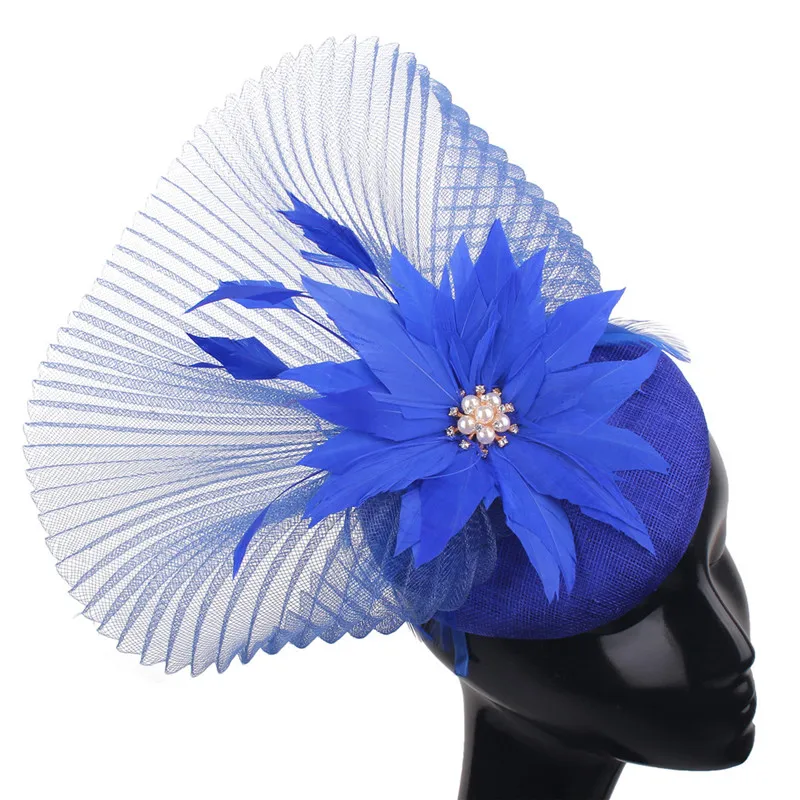 

High Quality 4-Layer Sinamay Bride Fascinator Hat Mesh Wedding Millinery Heabband Cocktail Formal Chapeau Cap Beautiful Headwear