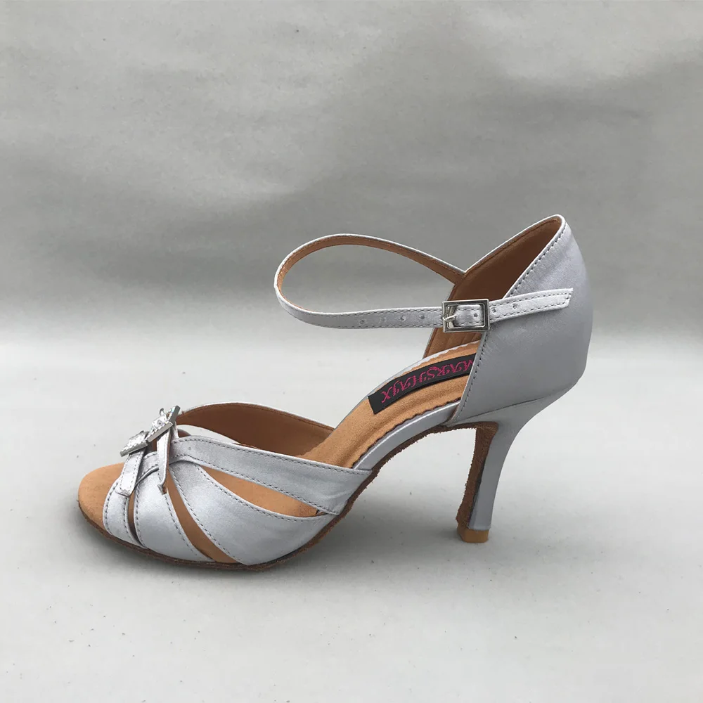 Zapatos de baile latino elegantes y sexys para mujer, calzado de Salsa y tacón de 8,5 cm, cómodos, MS6214GR, disponibles