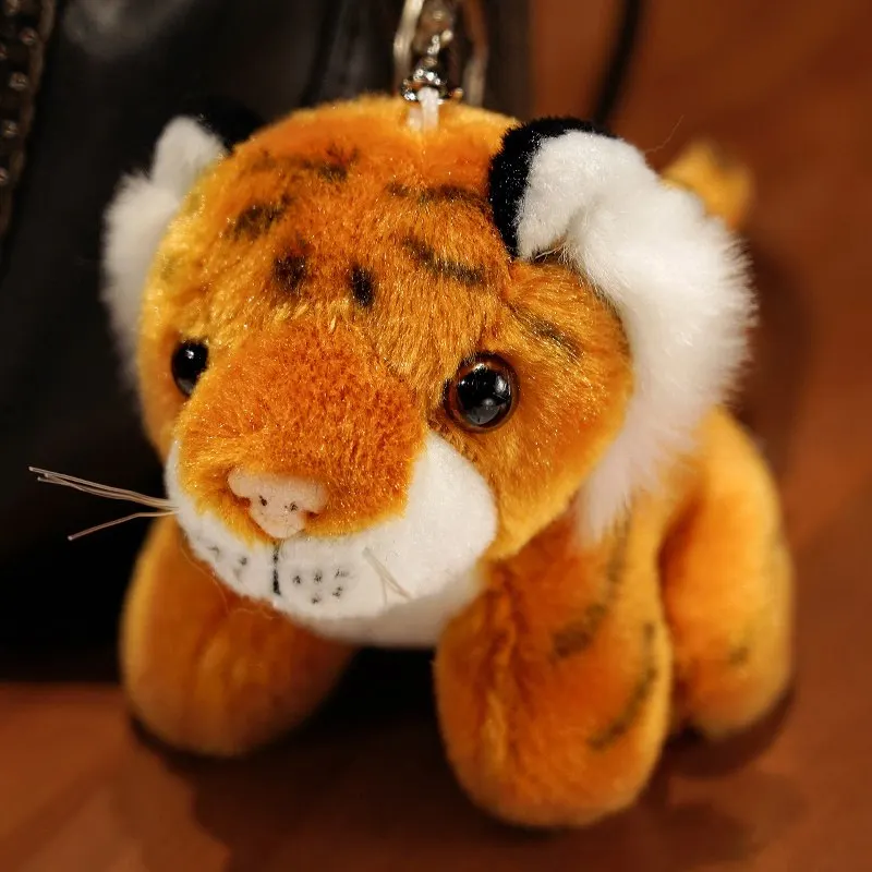 2021 Zoo Baby Tiger Keychain Plüsch Anhänger Null Brieftasche Nette Schlüssel Kette Weiß Puppe Puppen Tasche Hängende Dekoration Keyring Mode