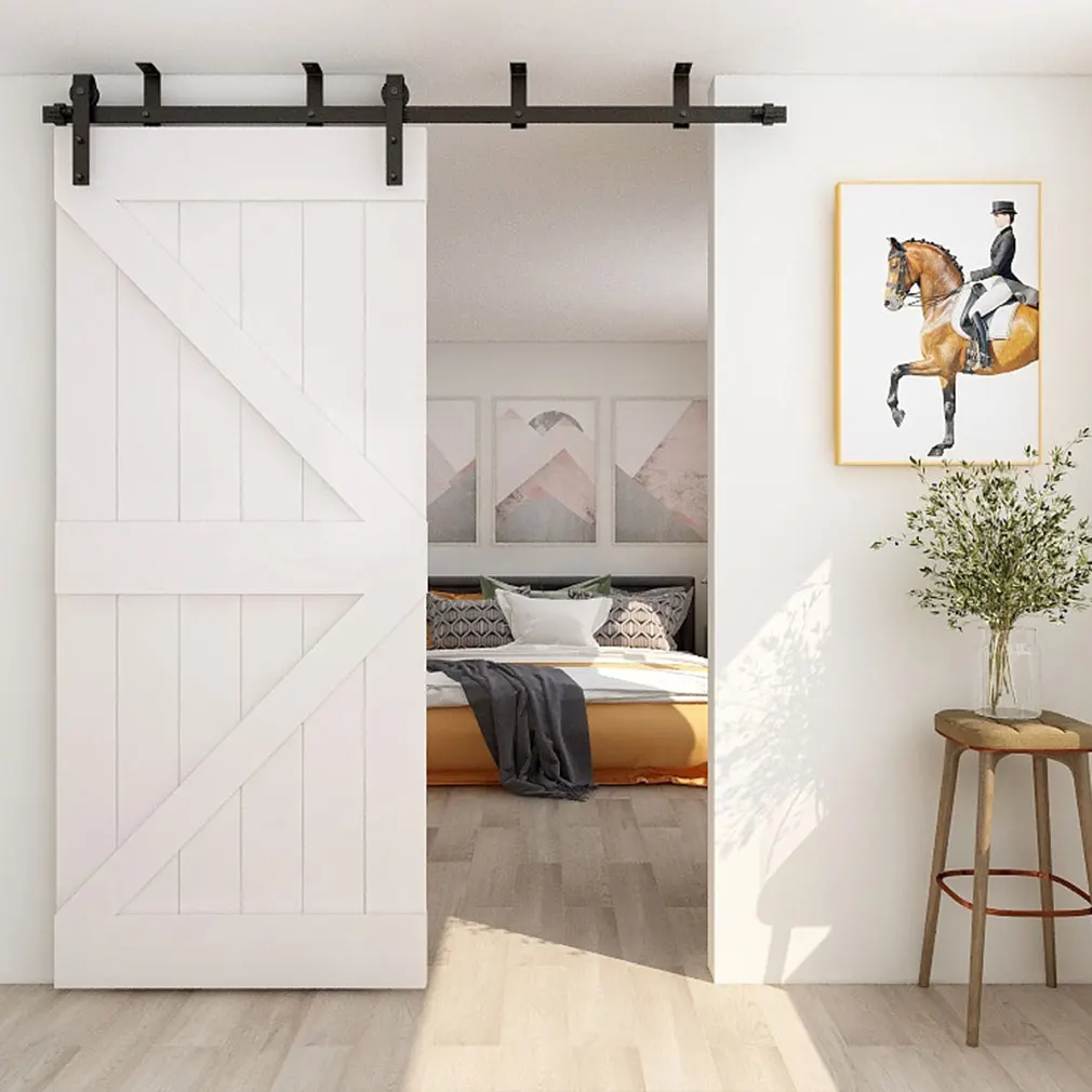 Imagem -02 - Wolfbird-teto Deslizante Porta de Celeiro Kits de Hardware Suporte Anti-ferrugem Trilha para Porta Única 4ft13ft