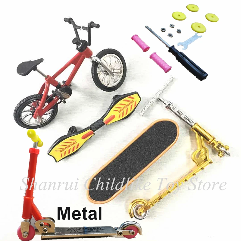 Metalen Vinger Scooter Twee Wielen Bmx Mini Bike Set Skateboarding Voor Jongens Kerst Verjaardagscadeau