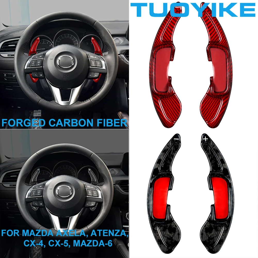 Car Forged Real Carbon Fiber Central Steering Wheel Paddle Shifter Extension Auxiliary For Mazda Axela Atenza CX-5 CX-4 Mazda-6