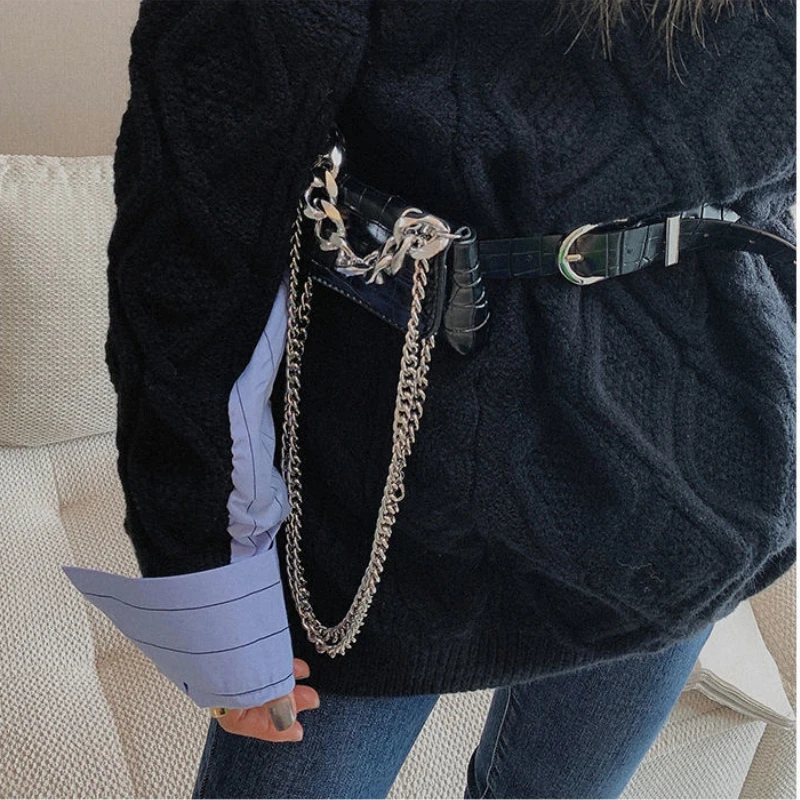 Crossbody Bags Women Chain Mini Alligator Pattern Fashion Vintage Casual Korean Style Females High Street All-match Purses Retro