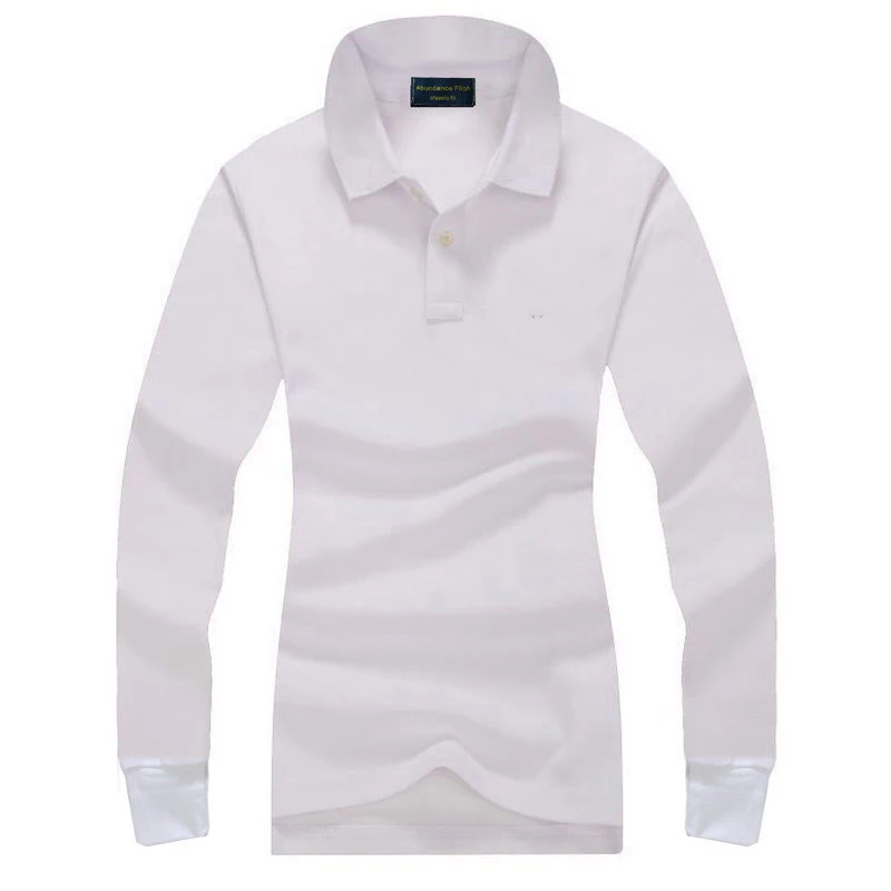 Spring Autumn Pure Color 100% Cotton Lapel T-shirt Women Long Sleeve Slim Lady Polo Shirt Golf Tennis Tops Tees S-4XL