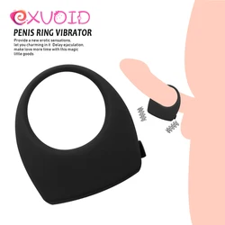 EXVOID Cock Vibrating Ring Clitoris Stimulate Penis Vibrator Ring Elastic Delay Ejacualtion Sex Toys for Men Adult Products