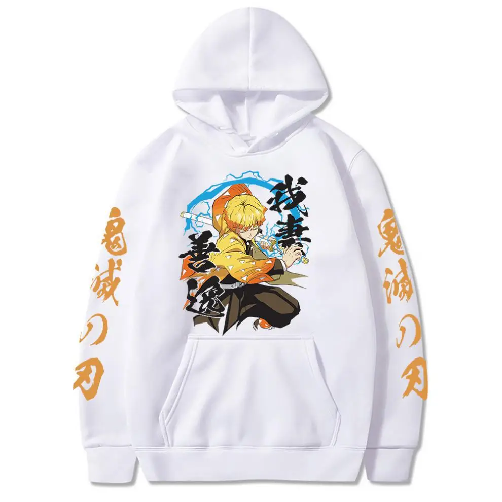 Anime Demon Slayer Tanjirou Nezuko Zenitsu Men/Women Hoodie Karasuno Couples Drawstring Sweatshirt Retro Streetwear Unisex Top