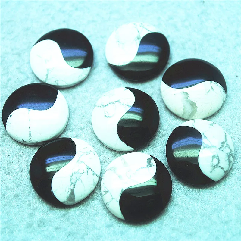 

10PCS Nature Semi Precious Stone Cabochons No Hole 22MM Round Shape Tai Chi DIY Jewelry Accessories Free Shipping