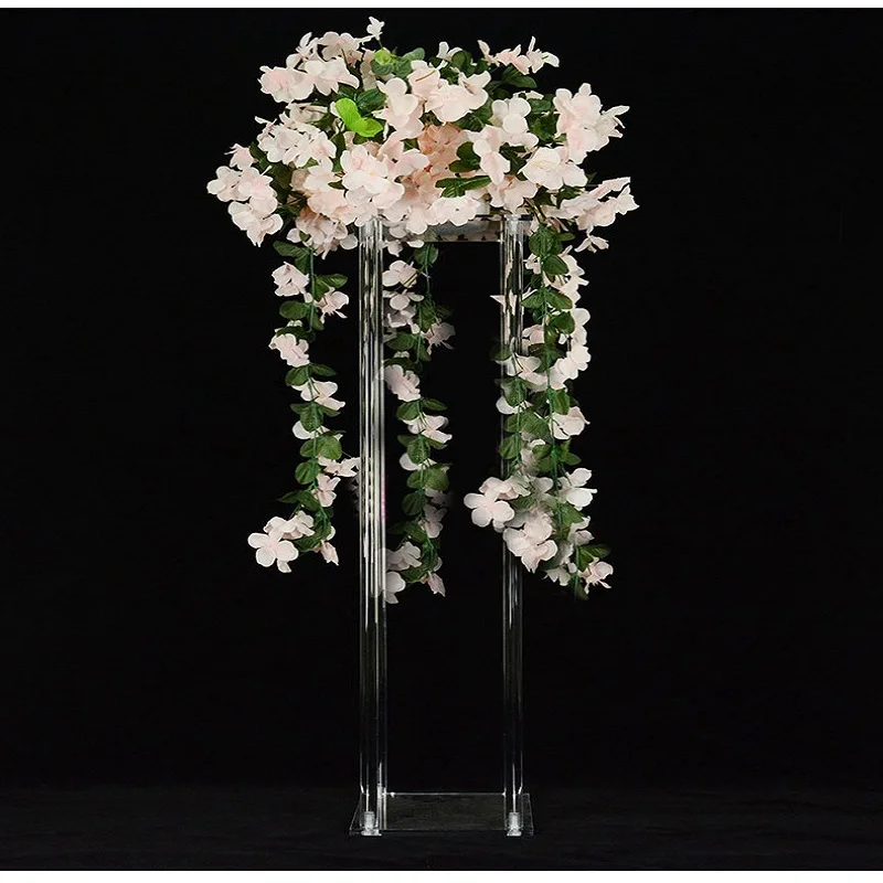 Clear Acrylic Flower Stand, Floor Vase Centerpiece, Wedding Column, Backdrop Display Rack, Event Party, Stage Aisle Decoration