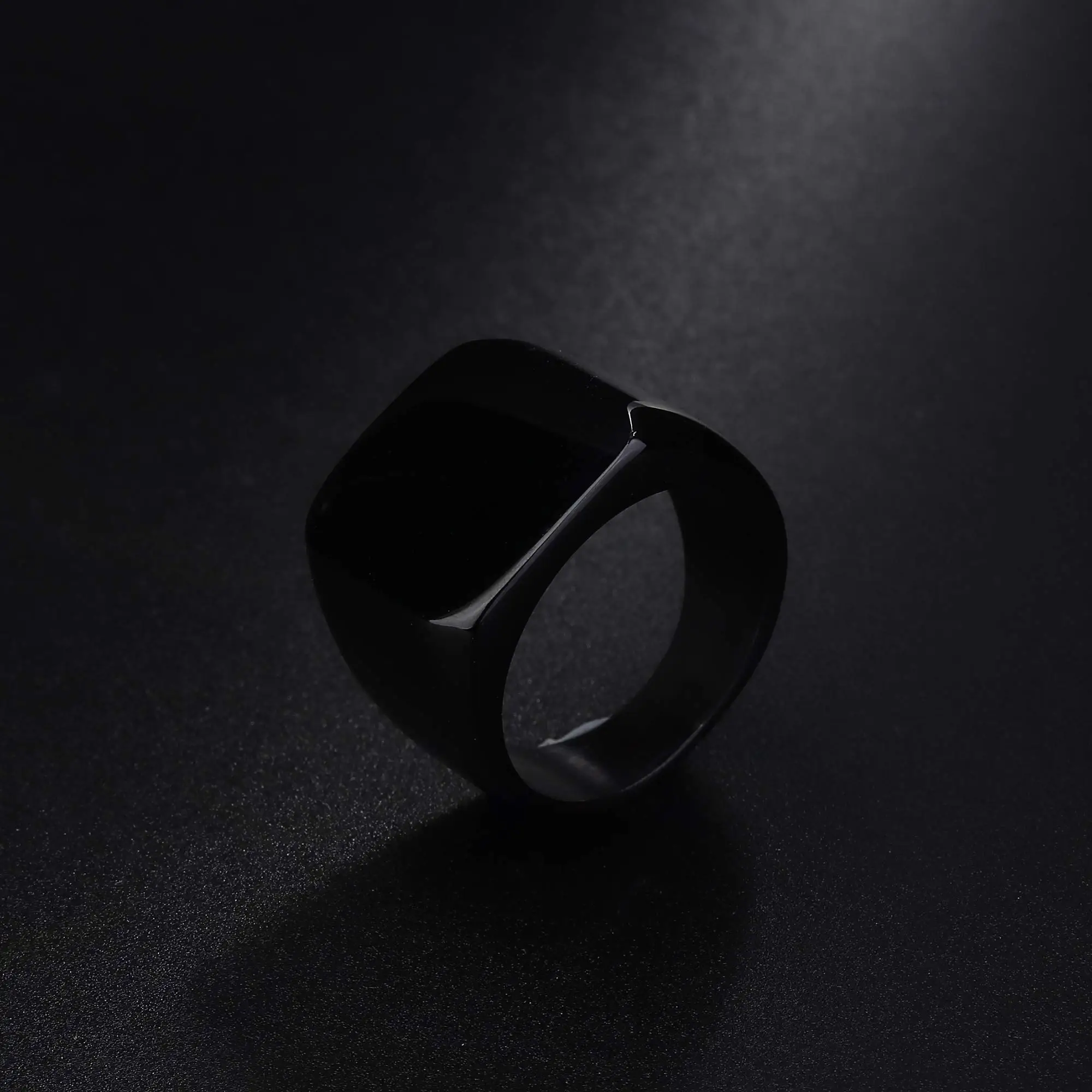 Fashion Men's Smooth Black Stainless Steel Rings Width Signet Square infinity Finge Ring Hiphop Male Wedding Party Jewelry Gift