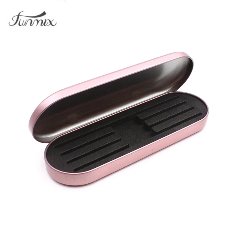 FUNMIX 4 Slots Exquisite Tinplate Storage Box Eyelashes Tweezers Protection Case Beauty Makeup Eyelash Planting Supplies