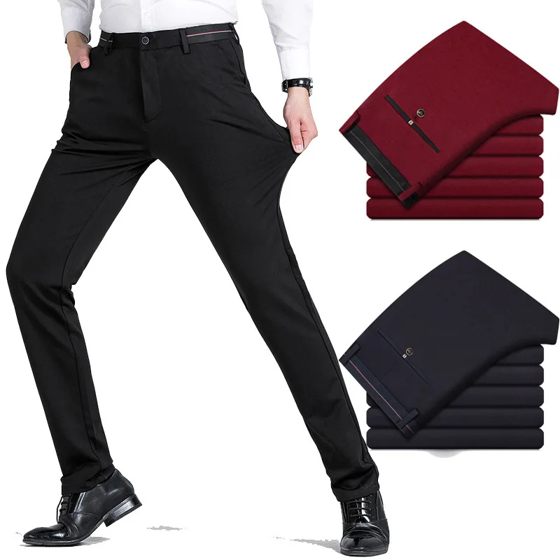 

2022 Men's New Autumn and Winter Stretch Solid Color Casual Pants Youth Slim Stretch Trousers