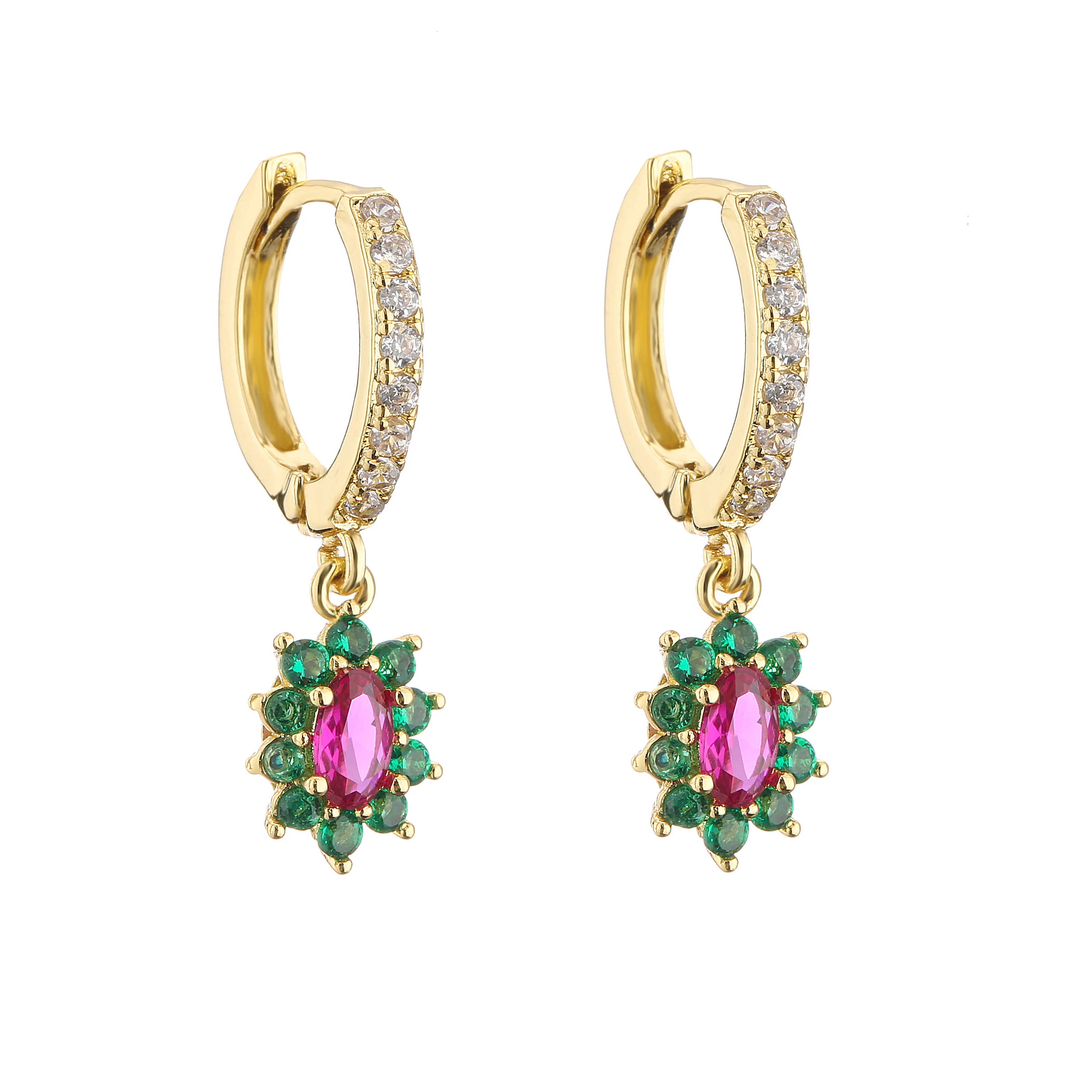 HECHENG,Zircon Earrings,Sweet Piercing Stud Earrings,Luxury Dazzling LadyJewelry ,Female Gift Wholesale