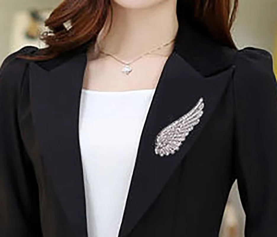 Luxury full rhinestone angel wings brooches coat hat bag accessories swan wings feather brooch pin unisex holiday gift