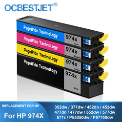 [Marca terceira festa] para cartucho de tinta compatível com HP 974 974X 974XL com tinta pigmentada 352dw 377dw 452dn 452dw 477dn 477dw 552dw