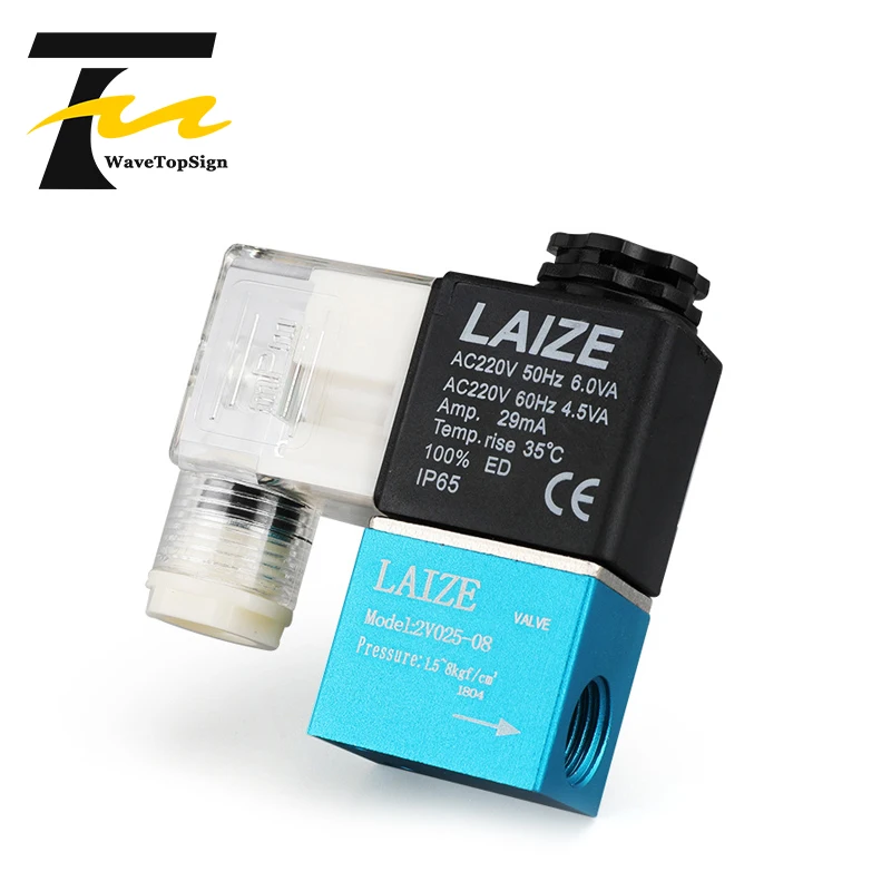 Zawór elektromagnetyczny WaveTopSign pneumatyczny 220V dwukierunkowy zawór cofania 2V025-08 zawór sterujący DC24V zawór elektroniczny