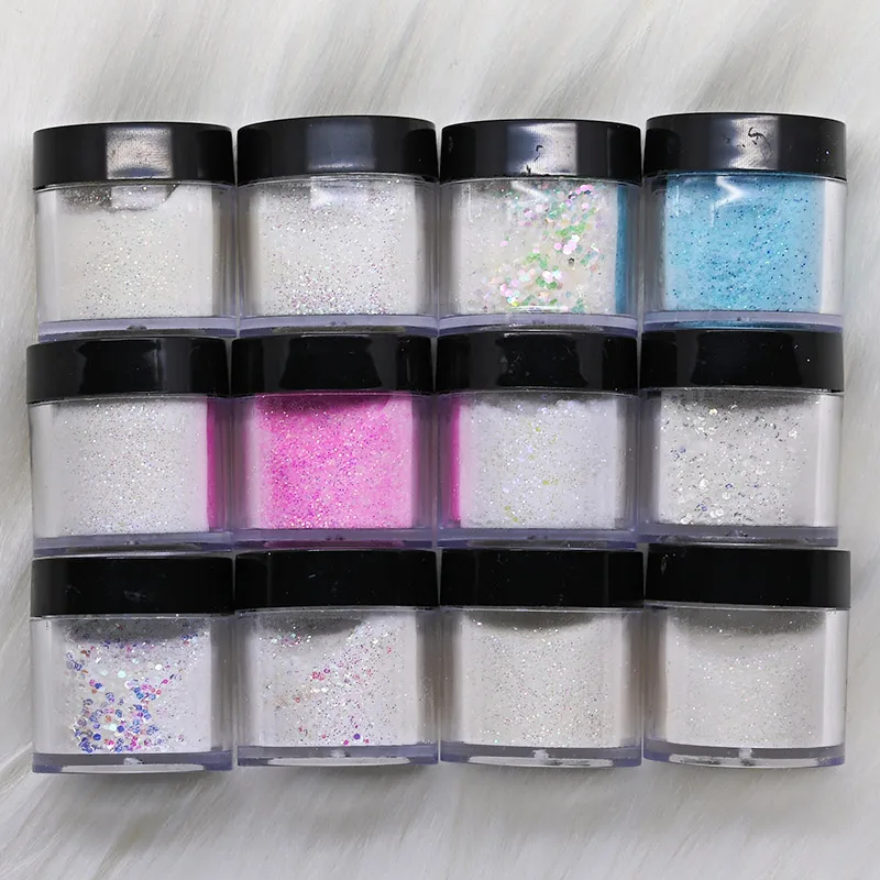 

12 Jars Nail Acrylic Powder Mixed Colorful Symphony Pigment Holographic Nail Art Acrylic Glitter Mixed Sequins Manicure Polish