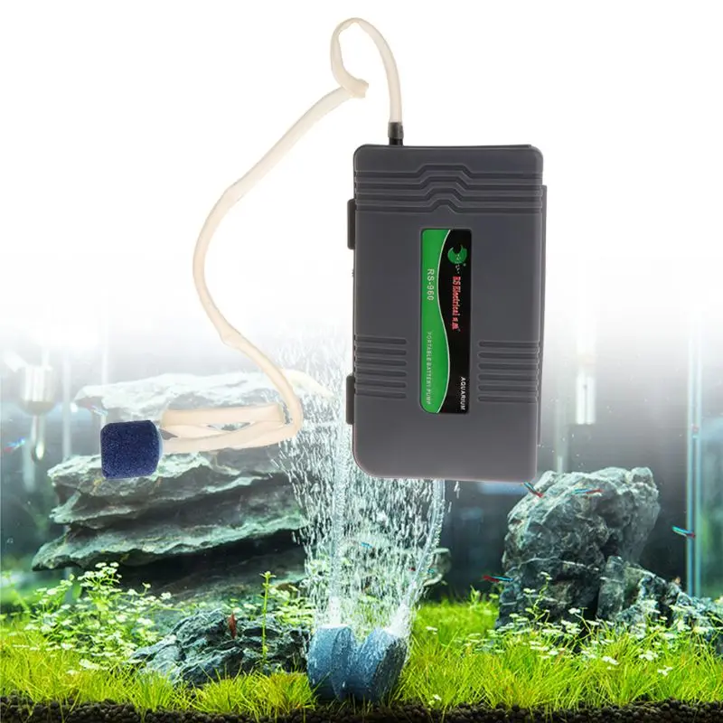 New Air Pump Portable Aquarium Fish Tank Battery Powered Oxygen Aerator With Stone