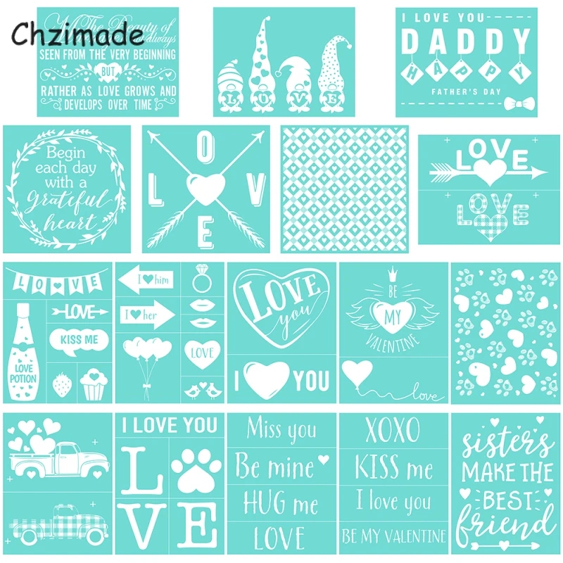 Chzimade I Love You Self-Adhesive Silk Screen Printing Stencil Mesh Transfers 8.5x11/10x10