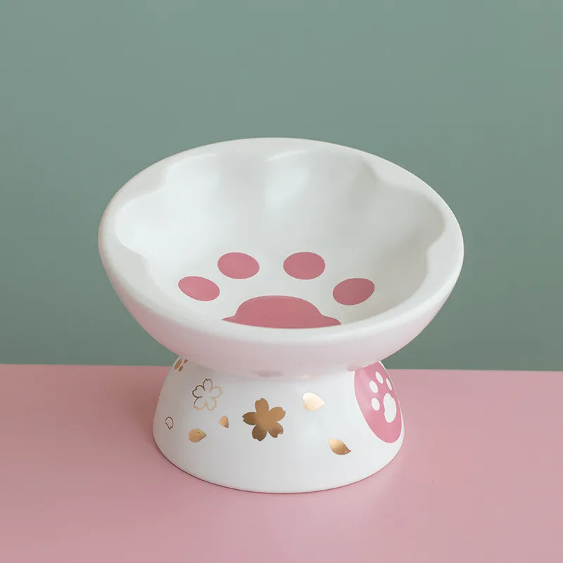 Ceramic Tilted Elevated Cat Dog Bowl Raised Cat Food Water Bowl Dish Comfort Pet Feeding Bowls Dog Accessories