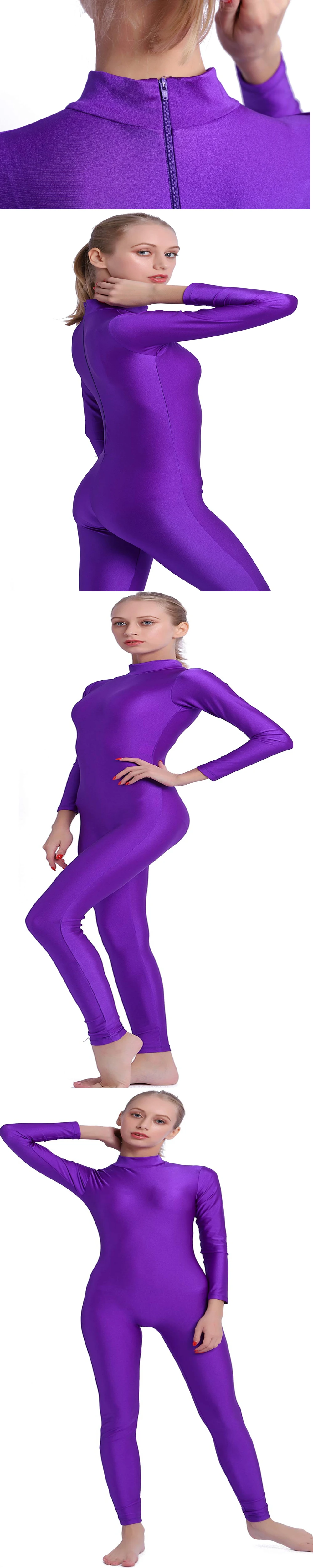Speerise Ganzanzug für Erwachsene und Damen, Stehkragen, Reißverschluss, einteilig, Ganzkörper-Trikot, langärmelig, Ballett-Tanzkleidung – Detail 6