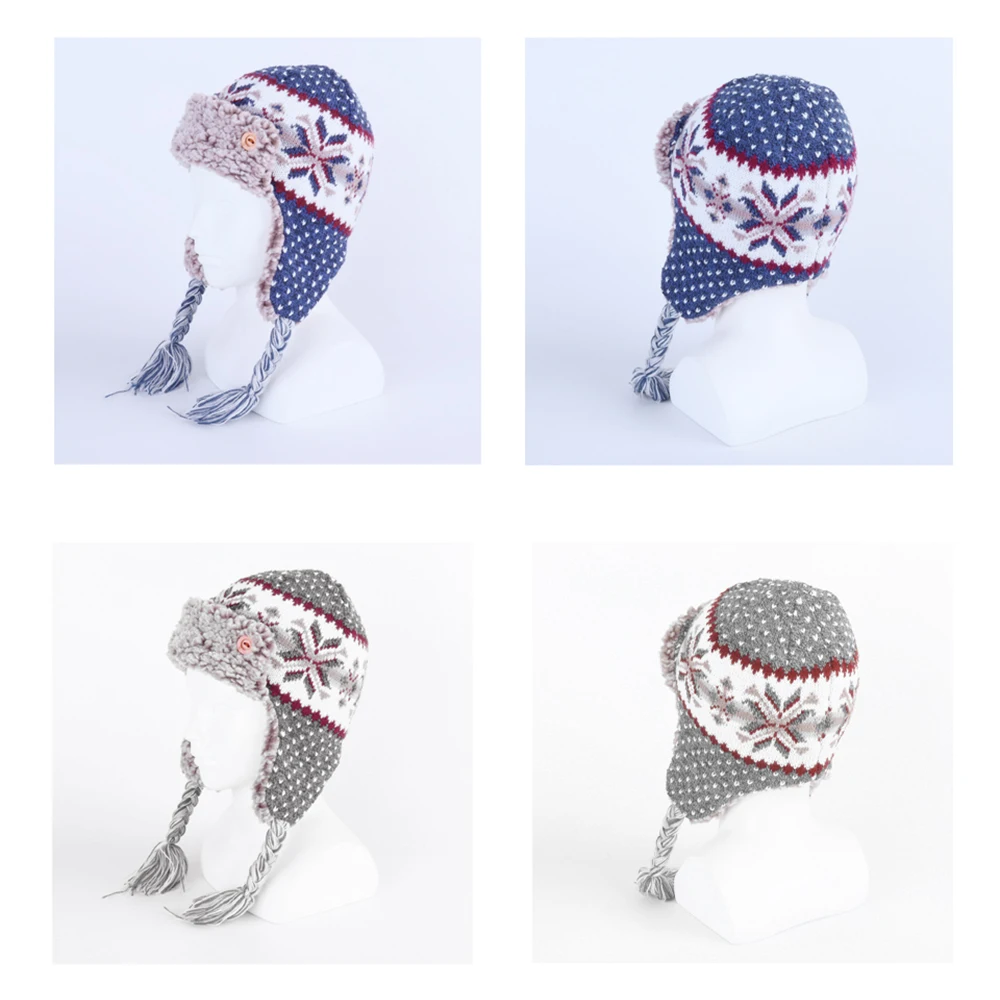 หมวกเด็กฤดูหนาว Earflap Beanie เด็กสาว Bomber หมวกถักซับขนแกะฤดูใบไม้ร่วง Warm Skiing อุปกรณ์เสริมสำหรับเด็กวัยหัดเดิน