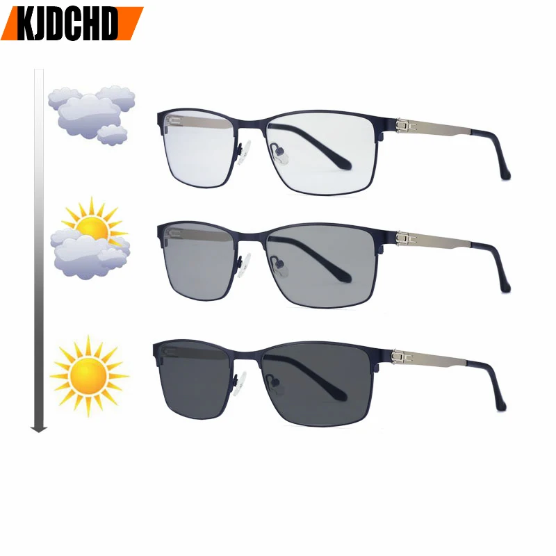 New Finished Myopia Sun Photochromic Glasses Fashion Chameleon Gray Lens Metal Legs With Degrees Sunglasses -1 -1.5 -2.0 -2.5 -3