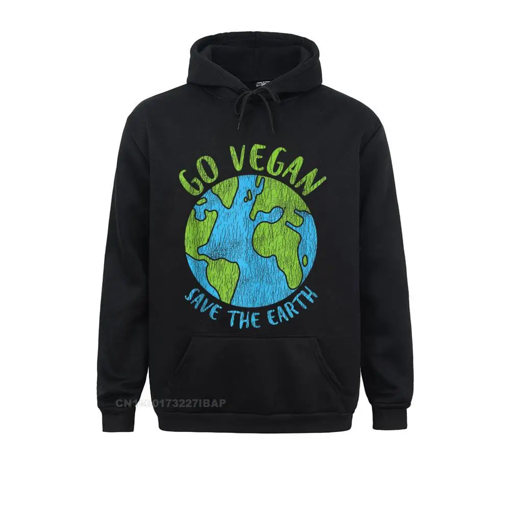 Retro Vintage Go Vegan Save Climate Change Funny Earth Day Hoodie Brand New Novelty Sweatshirts Men Hoodies New Party