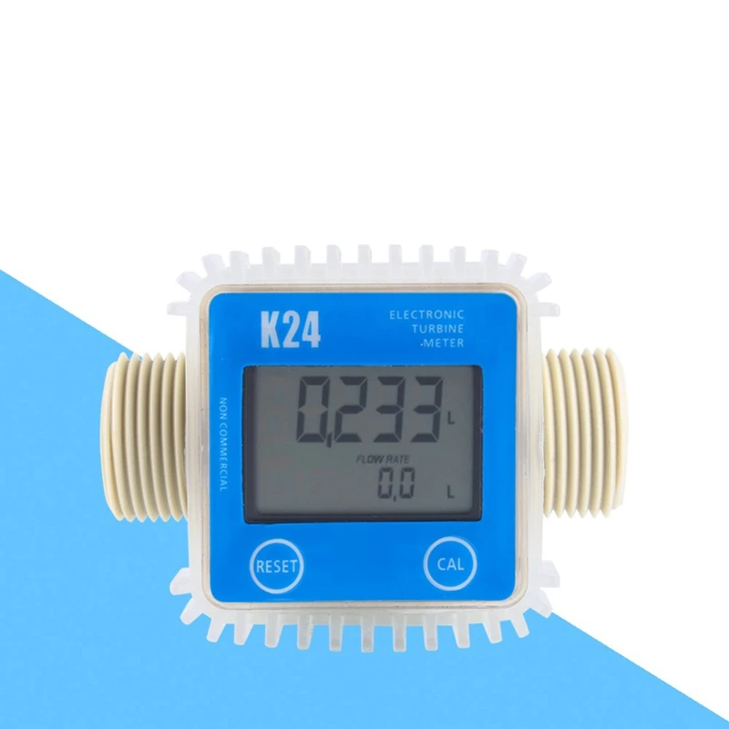 1 Pcs K24 Lcd Turbine Digital Fuel Flow Meter Widely Used For Chemicals Water