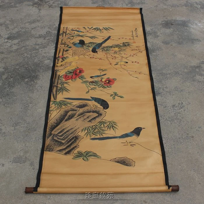 

Hand-painted Chinese paintings,Ancient Chinese Scroll,bird&flower