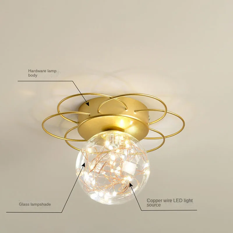 Modern Romantic Light  Luxury Creative Golden Black LED Crystal Ceiling Lamp For Interior Decoration Lighting Of Hallway Attic