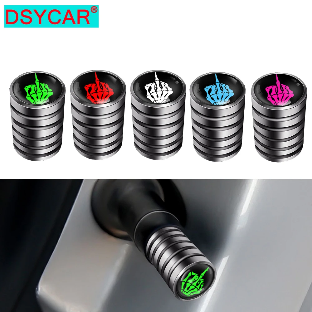 Dsycar 4 Stks/set Midden Vinger Band Ventieldopjes Met O Rubberen Ring Fit Voor Auto, Vrachtwagen, fiets, Motor, Auto Accessoires