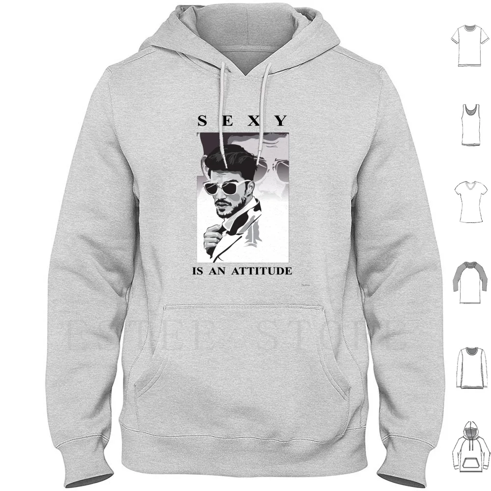 Cool Sexy Is An Attitude Guy Design Beige Background Hoodie Long Sleeve Gentleman Hot Man Guy Cool Sexy Confident Smart